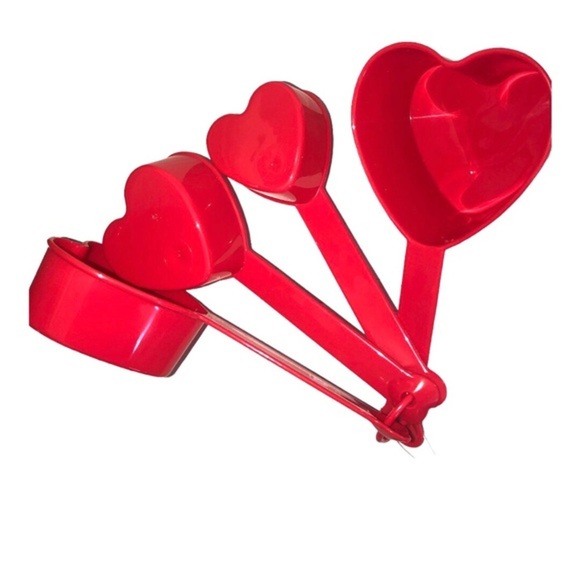 4piece Red Heart shaped plastic baking cooking measuring cups‎ set new - Picture 7 of 11